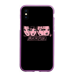 Чехол iPhone XS Max матовый Black Pink Art, цвет: 3D-фиолетовый