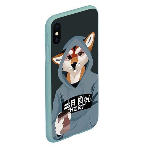 Чехол iPhone XS Max матовый Furry fox / 3D-Мятный – фото 2