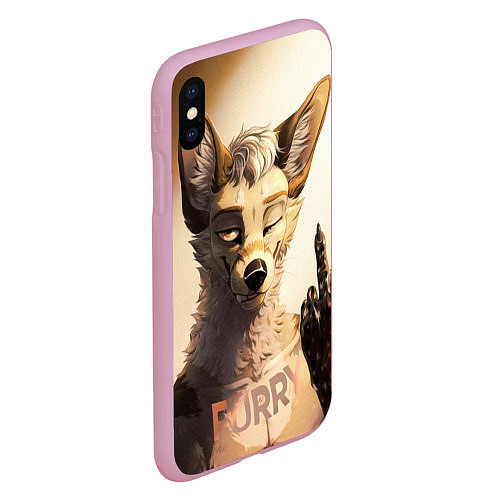 Чехол iPhone XS Max матовый Furry jackal / 3D-Розовый – фото 2