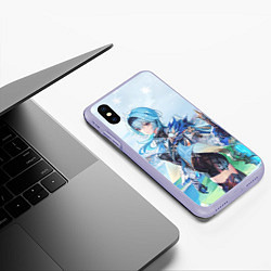 Чехол iPhone XS Max матовый Eula Genshin Impact, цвет: 3D-светло-сиреневый — фото 2