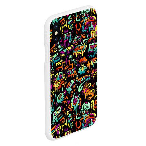 Чехол iPhone XS Max матовый Неоновый мир / 3D-Белый – фото 2