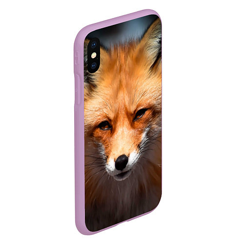 Чехол iPhone XS Max матовый Хитрая лисица / 3D-Сиреневый – фото 2