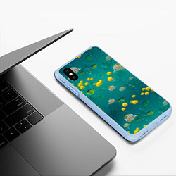 Чехол iPhone XS Max матовый Подводный мир Рыбки, цвет: 3D-голубой — фото 2