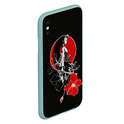 Чехол iPhone XS Max матовый Девушка-кошка-самурай, цвет: 3D-мятный — фото 2