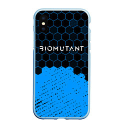 Чехол iPhone XS Max матовый Biomutant - Hexagon, цвет: 3D-голубой