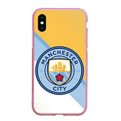 Чехол iPhone XS Max матовый MANCHESTER CITY МАНЧЕСТЕР, цвет: 3D-розовый