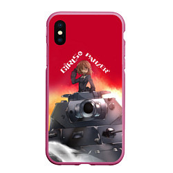 Чехол iPhone XS Max матовый Girls und Panzer Девушки и танки z, цвет: 3D-малиновый