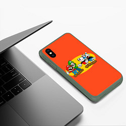 Чехол iPhone XS Max матовый CupHead x Mario, цвет: 3D-темно-зеленый — фото 2