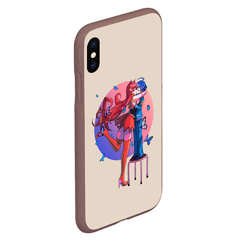 Чехол iPhone XS Max матовый Ameri and Iruma / 3D-Коричневый – фото 2