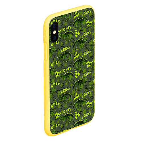 Чехол iPhone XS Max матовый Динозавры T-rex / 3D-Желтый – фото 2