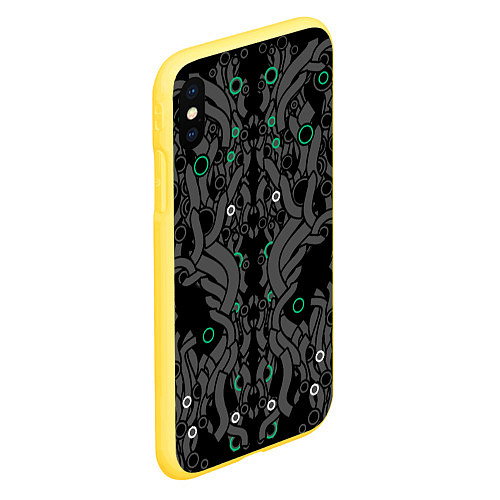 Чехол iPhone XS Max матовый Круги во тьме / 3D-Желтый – фото 2