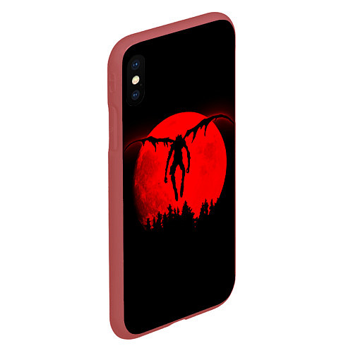 Чехол iPhone XS Max матовый Death Note Рюк силуэт / 3D-Красный – фото 2