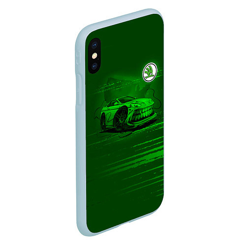 Чехол iPhone XS Max матовый Skoda / 3D-Голубой – фото 2