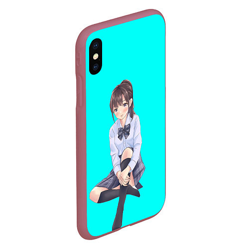 Чехол iPhone XS Max матовый Anime girl / 3D-Малиновый – фото 2