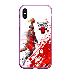 Чехол iPhone XS Max матовый CHICAGO BULLS 9, цвет: 3D-фиолетовый