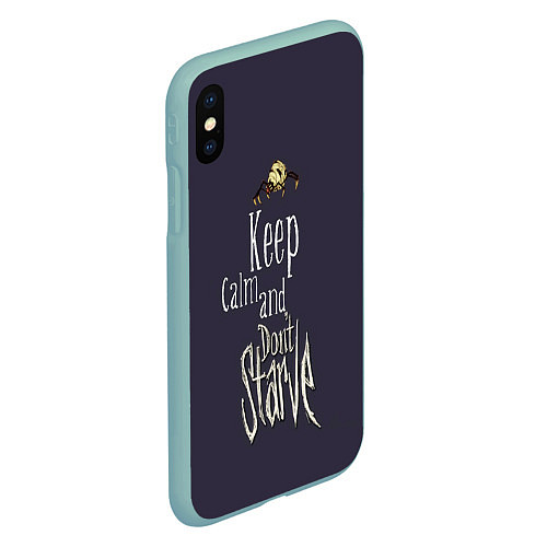 Чехол iPhone XS Max матовый Keep clam and dont starve / 3D-Мятный – фото 2