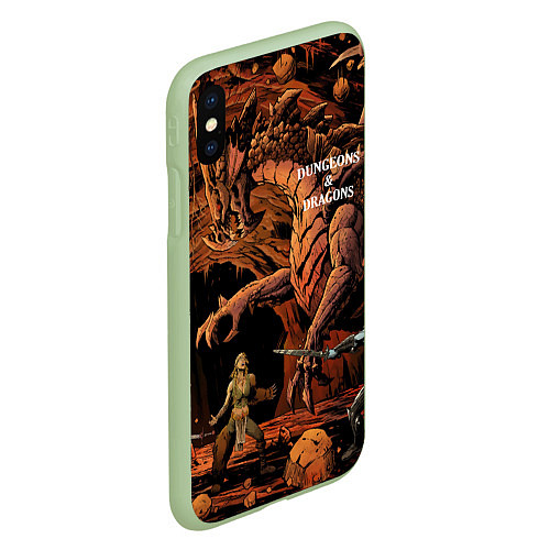 Чехол iPhone XS Max матовый Dungeons and Dragons Схватка / 3D-Салатовый – фото 2