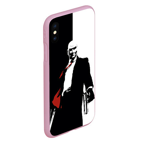 Чехол iPhone XS Max матовый Hitman BW / 3D-Розовый – фото 2