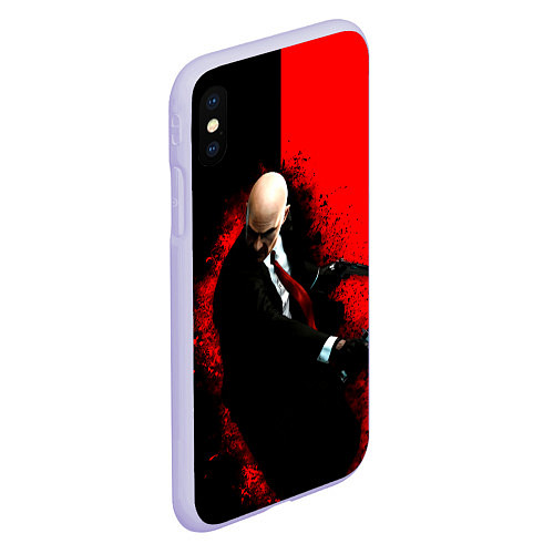 Чехол iPhone XS Max матовый Hitman splash / 3D-Светло-сиреневый – фото 2