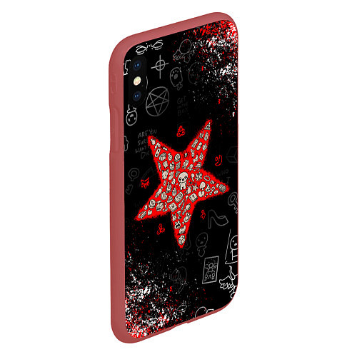 Чехол iPhone XS Max матовый The Binding of Isaac ИСААК / 3D-Красный – фото 2