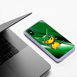 Чехол iPhone XS Max матовый Пикачу - дракон, цвет: 3D-светло-сиреневый — фото 2