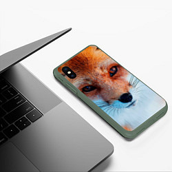 Чехол iPhone XS Max матовый Мордочка лисы, цвет: 3D-темно-зеленый — фото 2