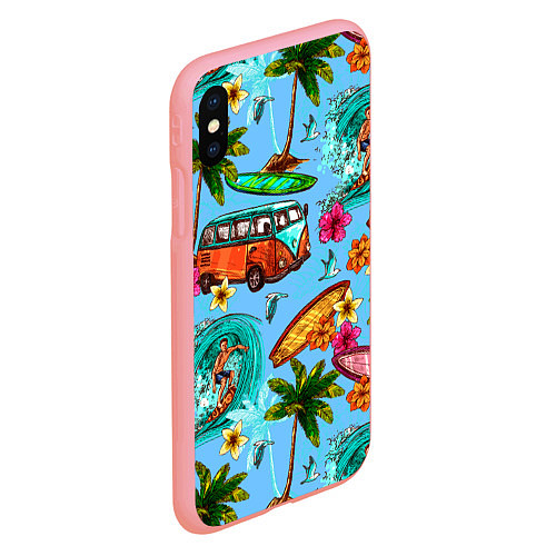 Чехол iPhone XS Max матовый Пальмы, волны, серфинг / 3D-Баблгам – фото 2