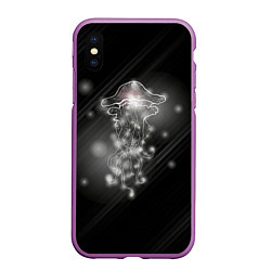 Чехол iPhone XS Max матовый Медуза на черном, цвет: 3D-фиолетовый