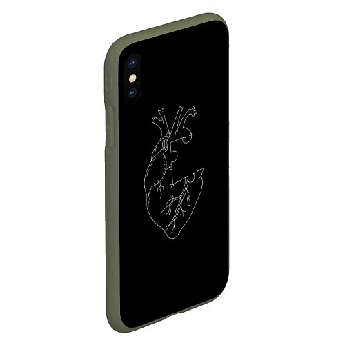 Чехол iPhone XS Max матовый Сердце / 3D-Темно-зеленый – фото 2