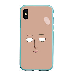 Чехол iPhone XS Max матовый Сайтама One-Punch Man, цвет: 3D-мятный