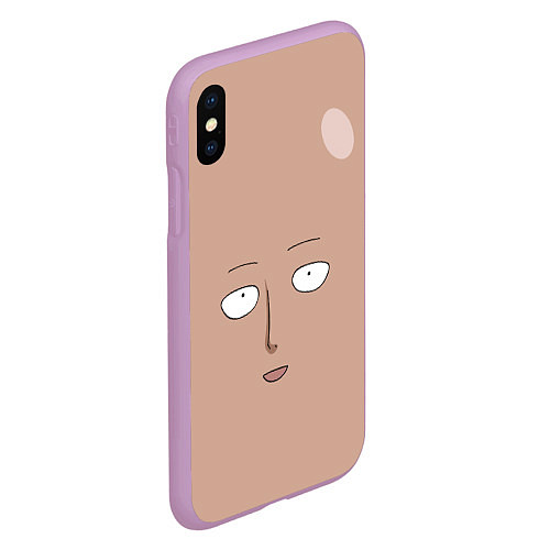 Чехол iPhone XS Max матовый Сайтама One-Punch Man / 3D-Сиреневый – фото 2