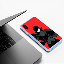 Чехол iPhone XS Max матовый Чёрный Рэн, цвет: 3D-голубой — фото 2