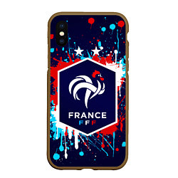 Чехол iPhone XS Max матовый Сборная Франции, цвет: 3D-коричневый