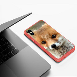 Чехол iPhone XS Max матовый Миленький лисенок, цвет: 3D-красный — фото 2