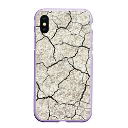 Чехол iPhone XS Max матовый Трещины на земле, цвет: 3D-светло-сиреневый
