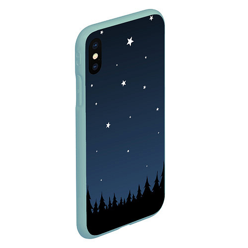 Чехол iPhone XS Max матовый Ночное небо / 3D-Мятный – фото 2