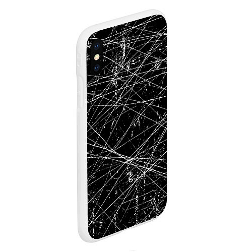 Чехол iPhone XS Max матовый ГРАНЖ GRUNGE ЧБ / 3D-Белый – фото 2