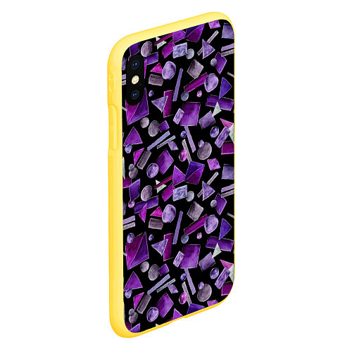 Чехол iPhone XS Max матовый Геометрический фиолетовый / 3D-Желтый – фото 2