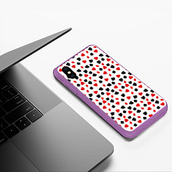 Чехол iPhone XS Max матовый Карточные Масти, цвет: 3D-фиолетовый — фото 2