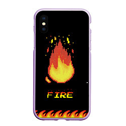 Чехол iPhone XS Max матовый FIRE, цвет: 3D-сиреневый