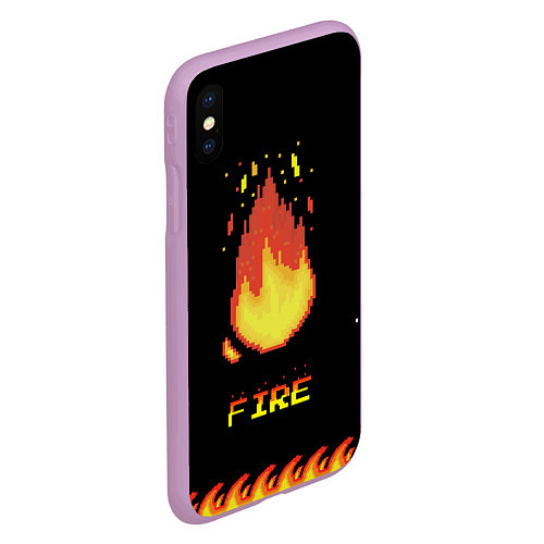 Чехол iPhone XS Max матовый FIRE / 3D-Сиреневый – фото 2