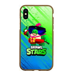 Чехол iPhone XS Max матовый Базз Buzz Brawl Stars, цвет: 3D-коричневый