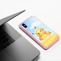 Чехол iPhone XS Max матовый Пикачу с пледом, цвет: 3D-баблгам — фото 2