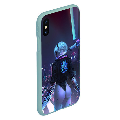 Чехол iPhone XS Max матовый Nier X Cyberpunk / 3D-Мятный – фото 2