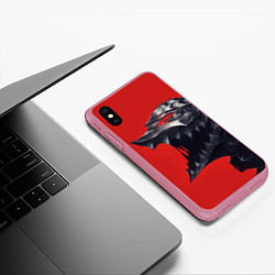 Чехол iPhone XS Max матовый BERSERK маска аниме, цвет: 3D-малиновый — фото 2