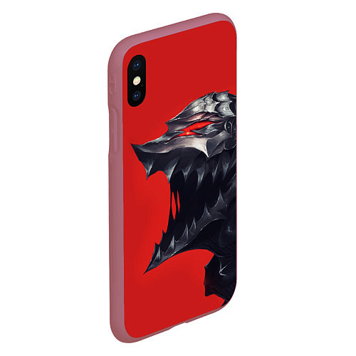 Чехол iPhone XS Max матовый BERSERK маска аниме / 3D-Малиновый – фото 2