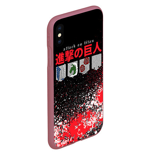 Чехол iPhone XS Max матовый ATTACK ON TITAN LOGO / 3D-Малиновый – фото 2