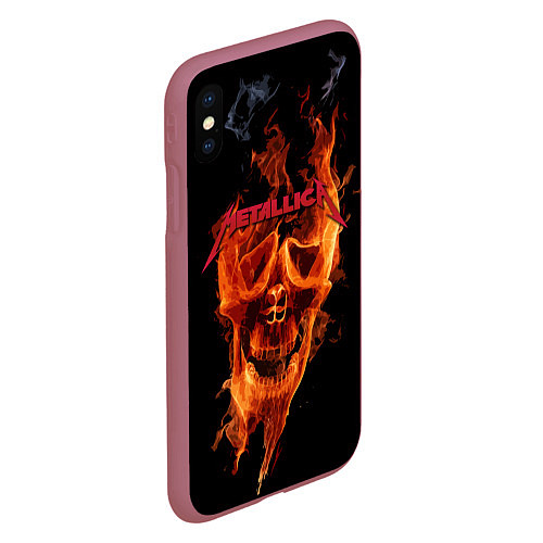 Чехол iPhone XS Max матовый Metallica Flame / 3D-Малиновый – фото 2