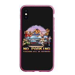 Чехол iPhone XS Max матовый No parking, цвет: 3D-малиновый