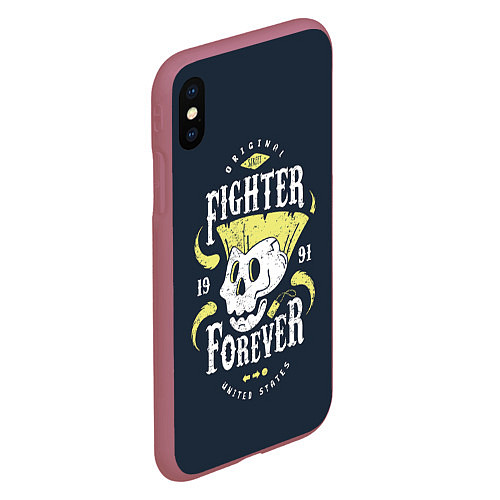 Чехол iPhone XS Max матовый Fighter forever / 3D-Малиновый – фото 2